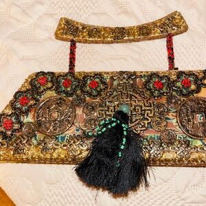 Embellished Gold and Black Clutch